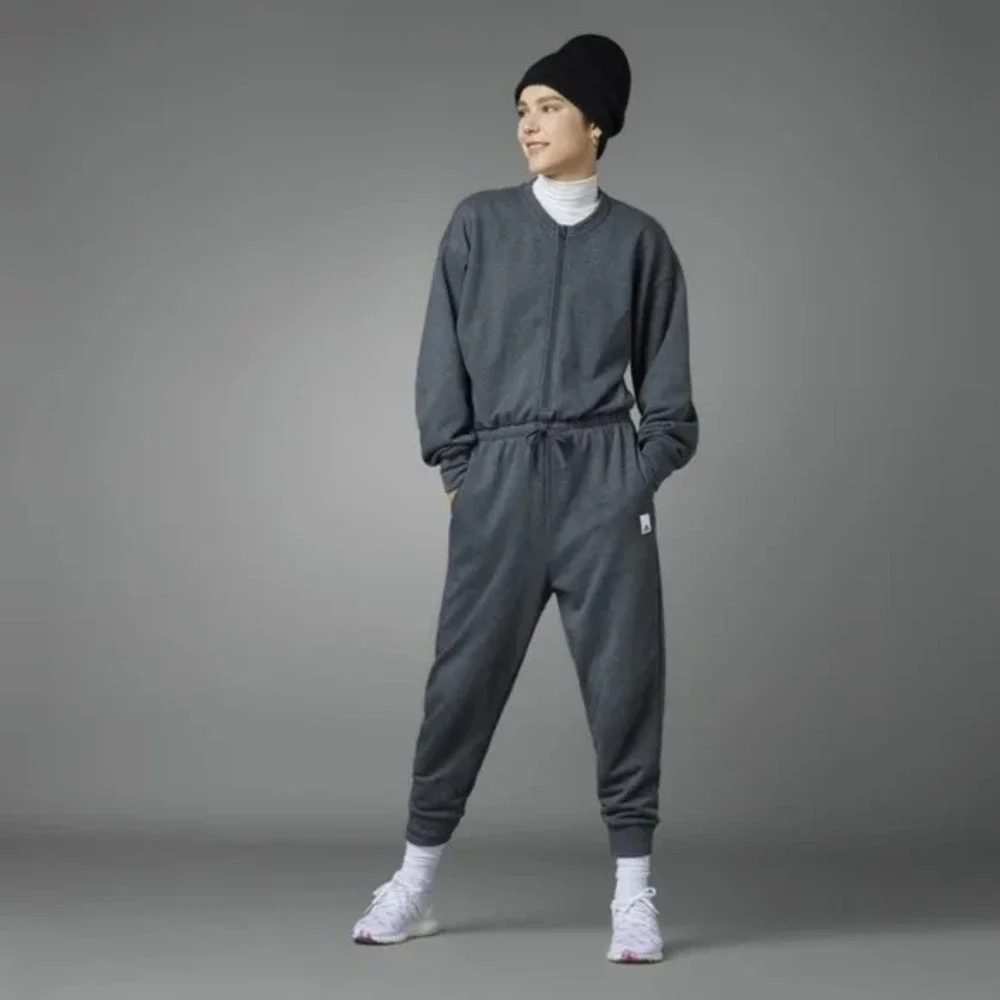 Adidas Womens Valentines Day Jumpsuit Size S Dark Grey Heather Cozy Lounge‎